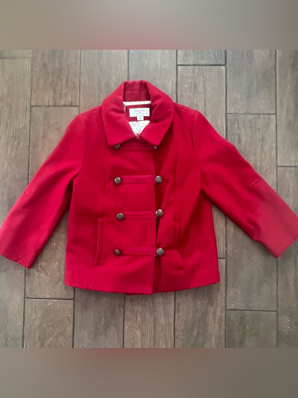 Red Wool Blend Pea Coat Heritage 1981 size M